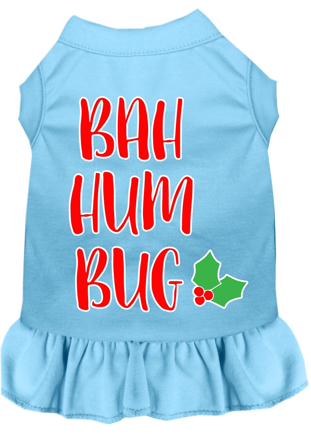Bah Humbug Screen Print Dog Dress Baby Blue Lg